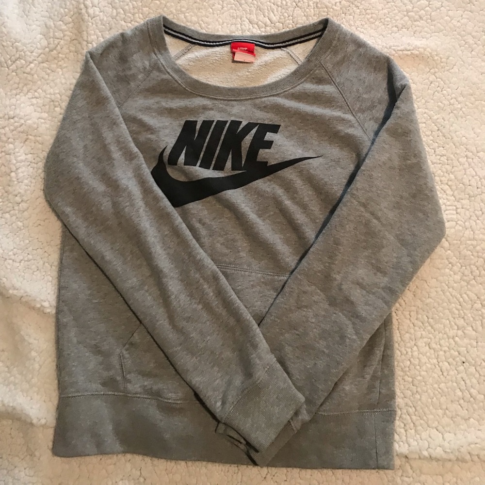 Grey Nike Wide Crew Neck Sweater
